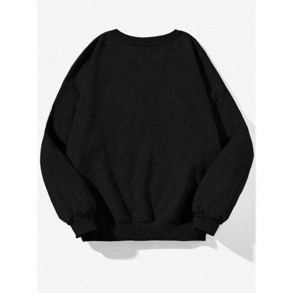 ⚡Women Black Cherry Imported Graphic Crewneck Long Sleeve Pullover Sweatshirt - Picture 4 of 5